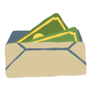 Illustration of money in an envelope