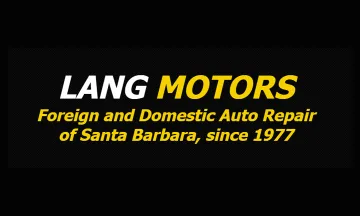 Lang Motors logo with text "Foreign and Domestic Auto Repair of Santa Barbara, since 1977"
