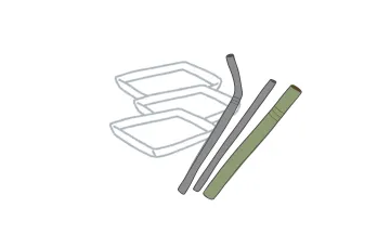 Illustrations of single use disposables items like straws and to-go containers