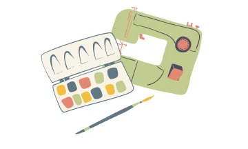 Sewing machine and art supplies