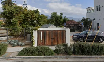Trash enclosure at the Moxi Children's Museum