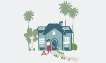 Illustration of House with residents