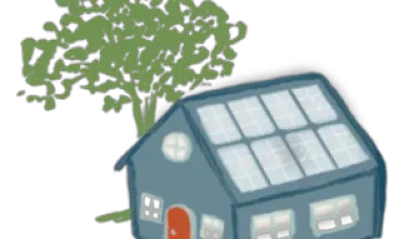 House with solar illustration