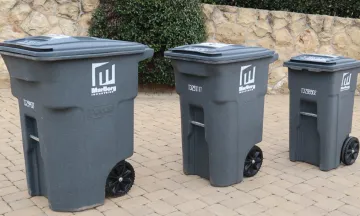 3 MarBorg Gray Trash Carts Lined Up