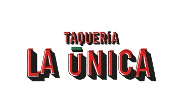 Illustration. Taqueria La Unica logo on a white background with text "Taqueria La Unica"