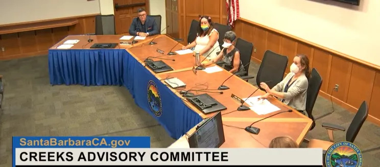 Screenshot from TV broadcast of Creeks Advisory Committee Meeting.