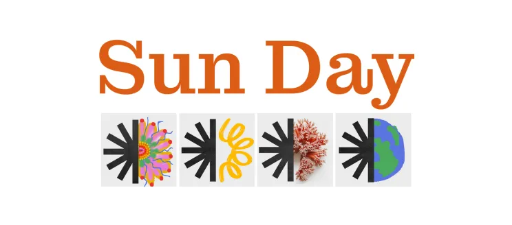 Sun day text and illustrations of sun and energy