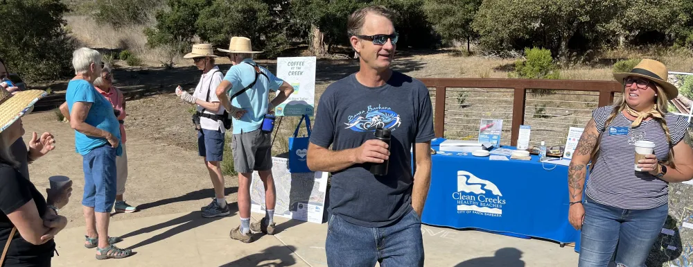 Community members attend a Coffee at the Creek event at the Arroyo Burro Open Space