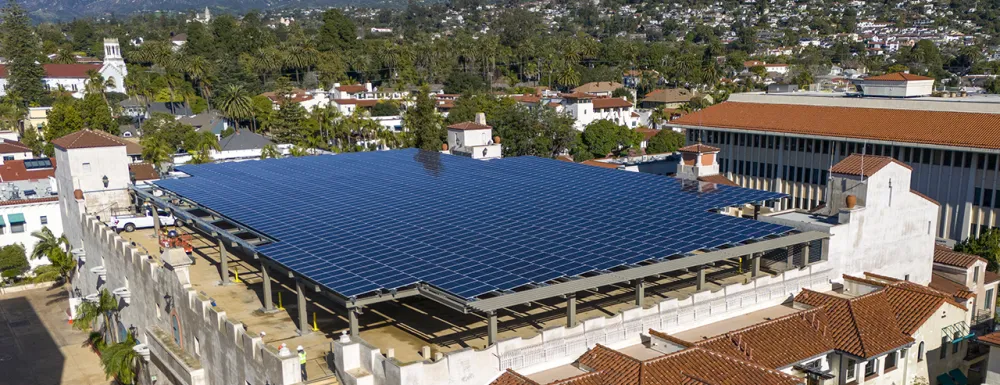 Overhead view of the Granada Garage Solar Project.