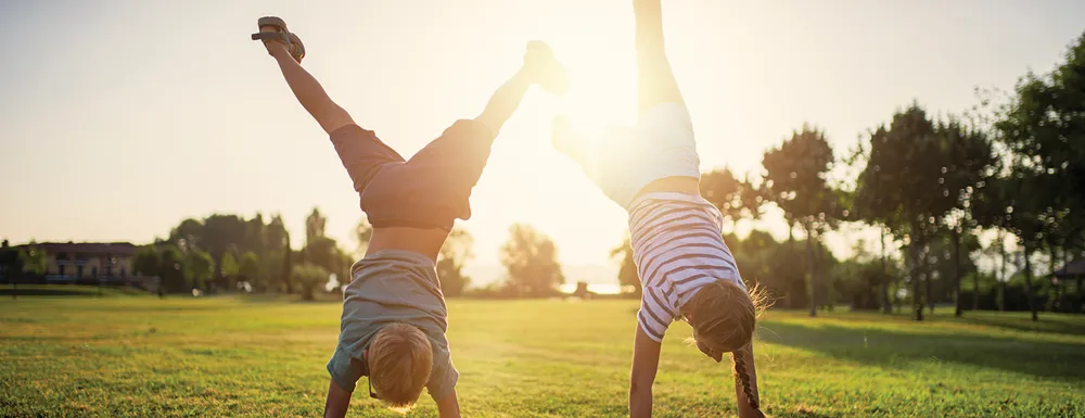 Kids Cartwheel Park Sunset