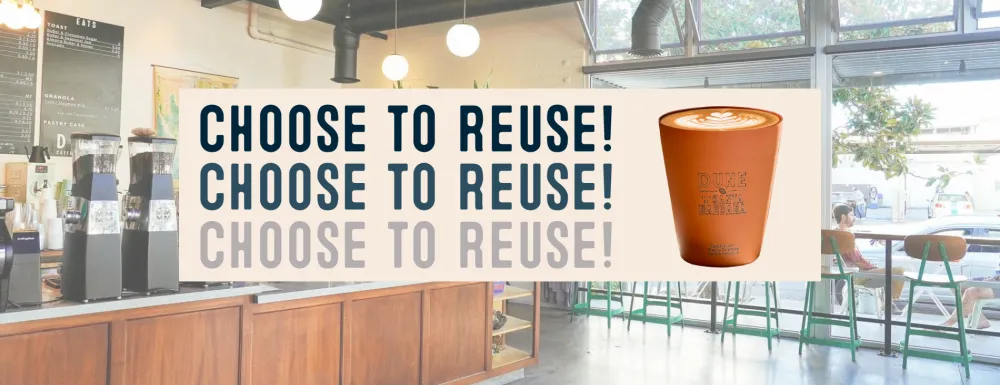 Clay coffee cup with the words Choose to Reuse