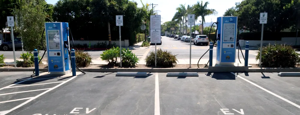 Two public ev charging stations at the Eastside Library parking lot