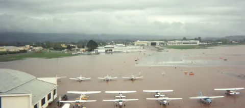 Santa Barbara Airport airfield flooded in 1995.