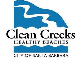 City of Santa Barbara Creeks Division logo featuring blue graphic and text "Clean Creeks, Healthy Beaches, City of Santa Barbara"