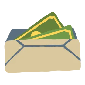 Illustration of money in an envelope