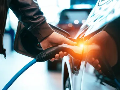 Image of a charger being plugged into an electric vehicle