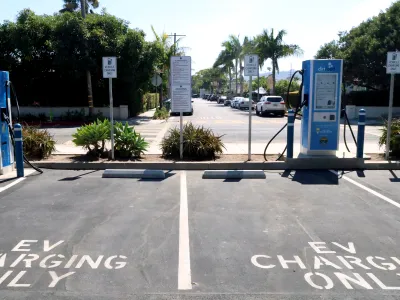 Two public ev charging stations at the Eastside Library parking lot